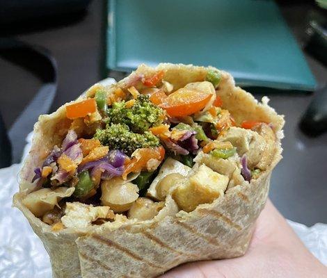 Spicy Thai burrito with added spicy tofu