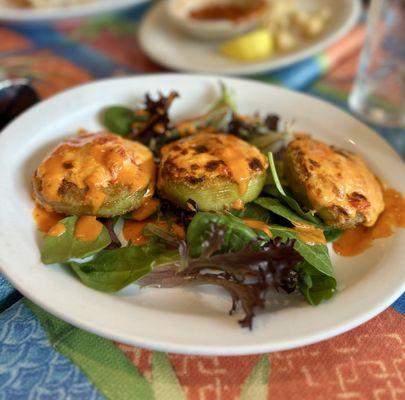 Fried Green Tomatoes with Homemade Pimento Cheese amazing!