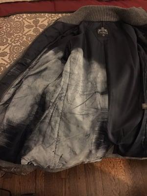 This is the white residue that was all over my jackets after they finished "dry cleaning" my garments.