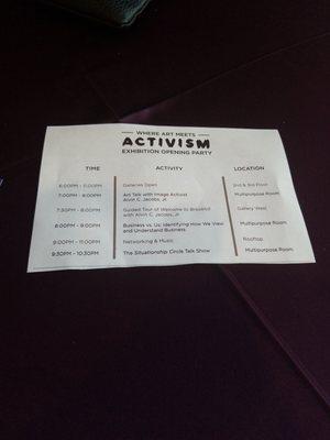 Exhibit opening night.