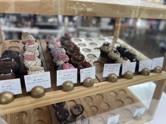 Countertop Display of available cupcakes