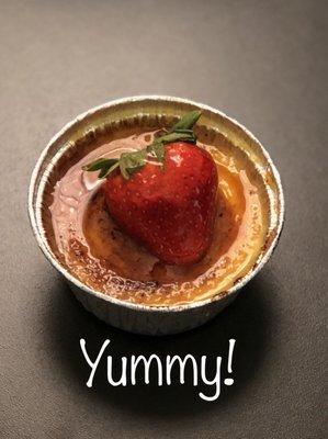 Getting ready to enjoy Creme Brûlée at my desk.