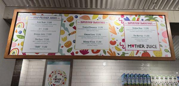 Mother Juice Menu: Juices & Smoothies