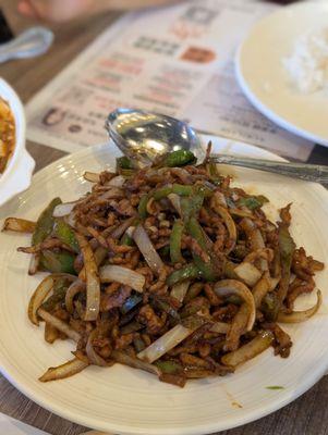 Hunan style saute pork -spicy