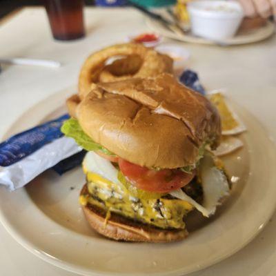 Cheese burger and fresh rings!