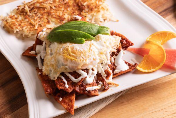 Chilaquiles with Red Salsa