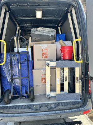Neatly loaded sprinter van
