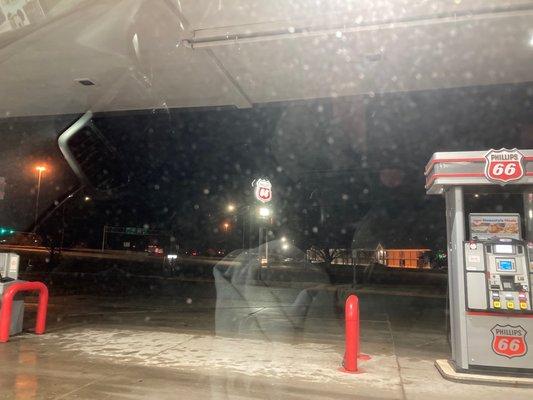 Gas station and road