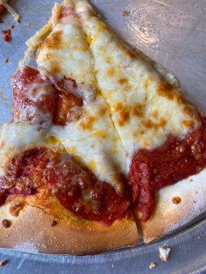 Way too much sauce which tastes like jarred sauce and the crust was meh.