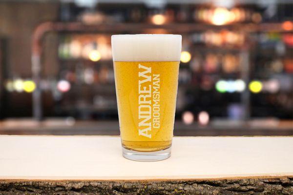 Engraved 16oz beer glass