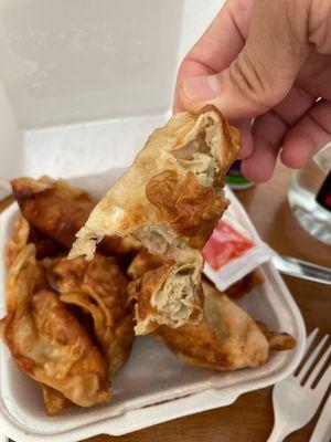 Incredibly stale and mushy gyoza. Also inedible.