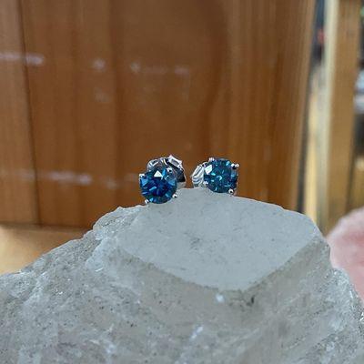 0.60ctw Blue Diamond Stud Earrings