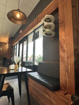 Side view from the booth seating area in front