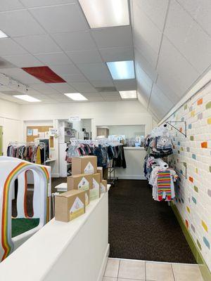 Curated collection of children's second hand clothing, toy, and gear for children ages 0-12