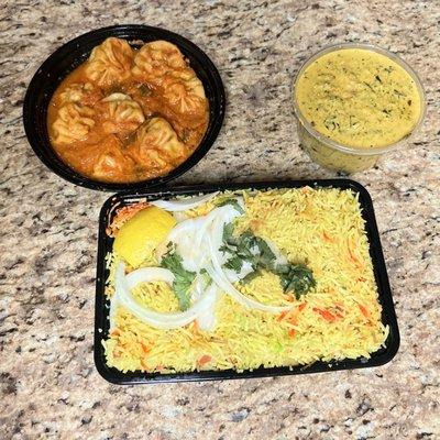 Chicken Jhol Momo, Palak Paneer Masala & Butter Paneer Biryani