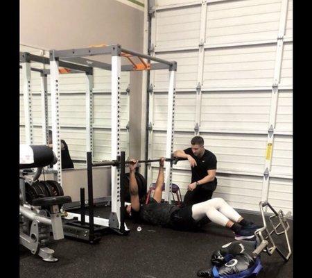 Working on floor press