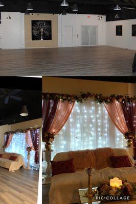 Before event and during event Enough room to put decor