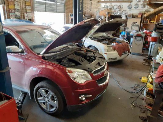 Happy Taco Tuesday from Martin's Imports. Tune up on the Chrysler. Cam sensor and oil change for the Chevy.