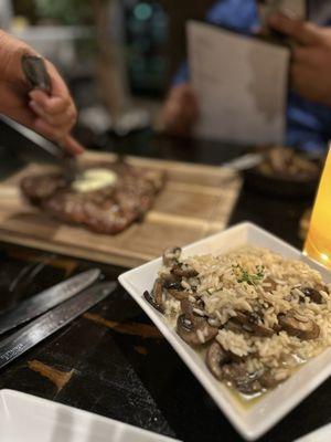 Porterhouse steak and risotto