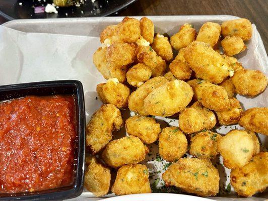 Fried cheese curds. Yum!