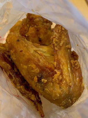 Wings that taste like fish because they get fried in the same oil