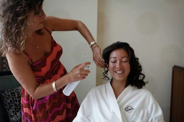 Mina doing my hair for my wedding :)