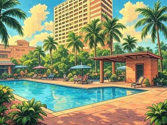 Royal Garden at Waikiki, a vibrant neighborhood known for its popular beach. Designer fashion stores line Kalakaua Avenue and nearby streets