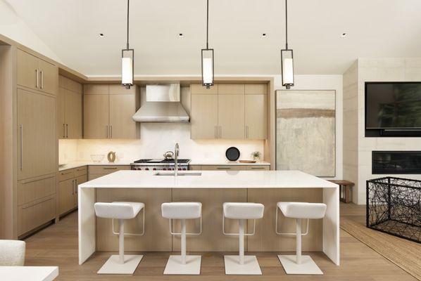 A refined Aspen kitchen crafted with custom millwork, sleek surfaces, and minimalist detail--Hendrickson Construction at its best.