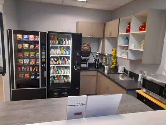 Lobby vending machines and coffee or tea area