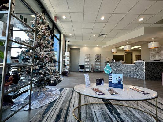 Interior waiting area on the cosmetic dermatology side