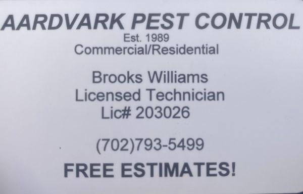 Aardvark Pest Control