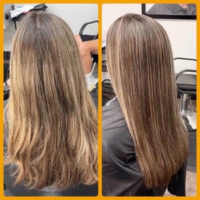Partial Highlights, Partial Lowlights, Haircut and Full Style by Charlene!