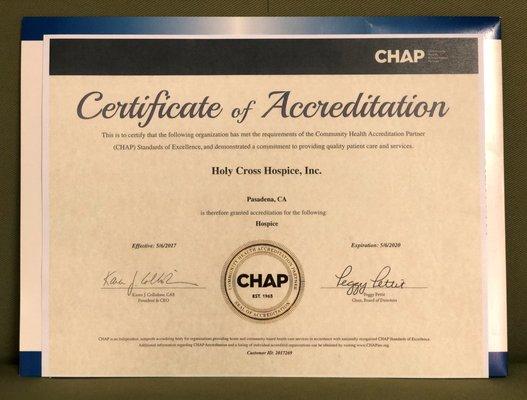 We are CHAP accredited