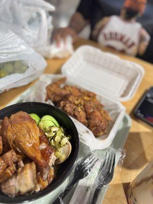 Pork belly and roast duck