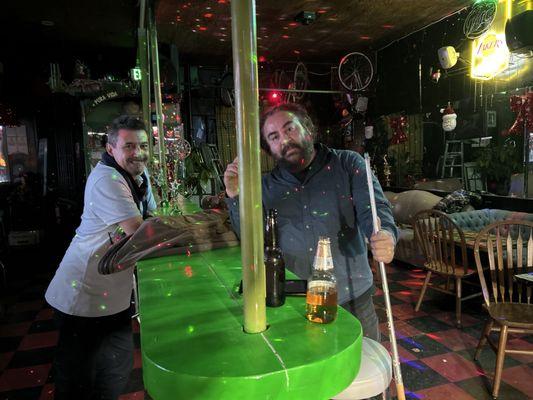 Closing time with owner & friend.