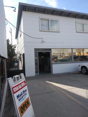 Come on in. Nevada Mail Service's front door.
