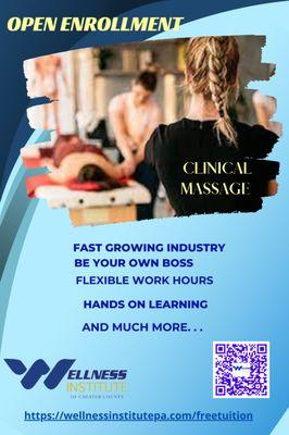Enrollment is Open for the Clinical Massage Therapy Program!
Join today https://wellnessinstitutepa.com/