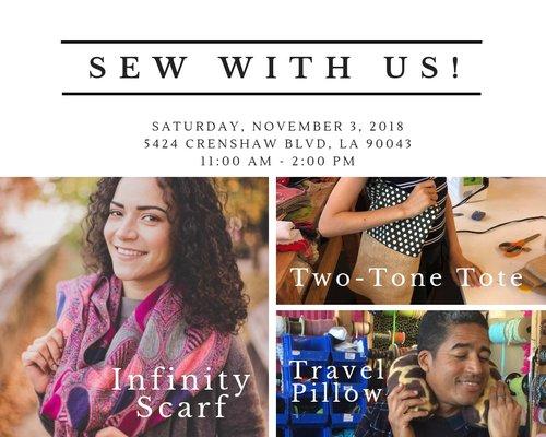 Sewing Classes every Saturday of the month! Mark your calendar to visit us at our Crenshaw location.