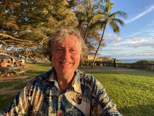 At Kamaole III beach in Kihei meeting with clients and enjoying a beautiful sunset together.