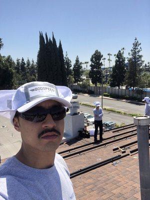 Another job another rooftop! The team setting up the track system for the solar panels to sit on.