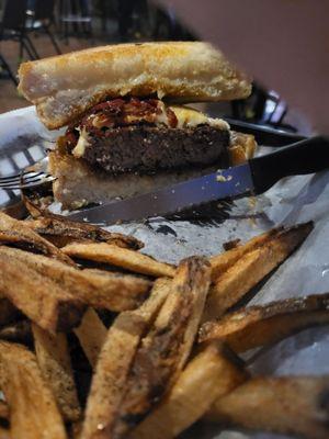 Soldier burger with fries