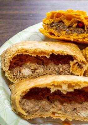 Chicken Patty: $3; take-out, cut in half. Beef Patty in the back