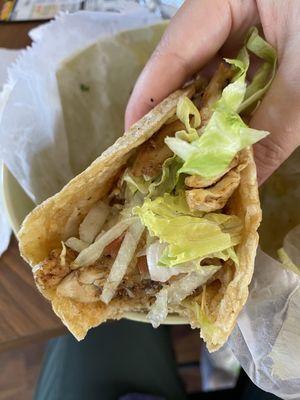 Chicken taco - loaded with fillings, more than the photo shows