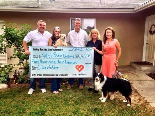 Heart to Heart will disburse 50% of the commission to charitable organizations that are designated by our clients.