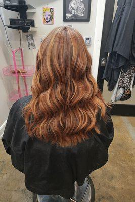 Golden Blonde Strawberry highlights with Cowboy Copper lowlights!