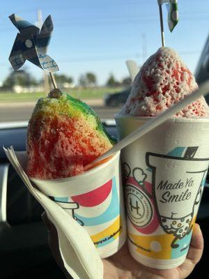 Rainbow and Tigers Blood with Cream Shaved Iced