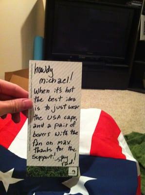 Handwritten note with order