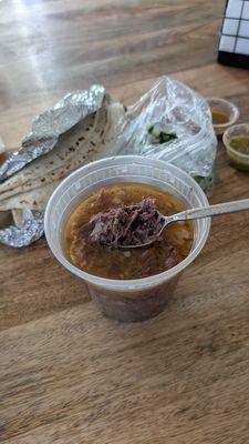 Order of cabeza. Comes with freshly made tortillas, cilantro, onions, limes, & salsa