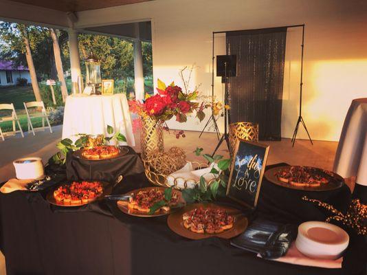 Sunset cocktails and hors d'oeuvres  Willow Creek Wedding and Events Venue Waxahachie, TX