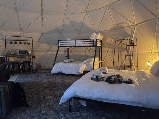 Inside sleeping quarters.